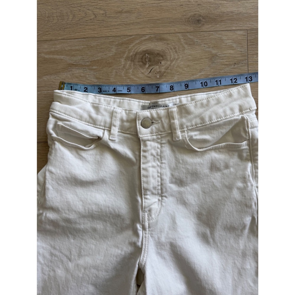 Contemporaine par Simons Organic Cotton Denim Jorts Shorts Cream White Size 0 - Picture 7 of 10